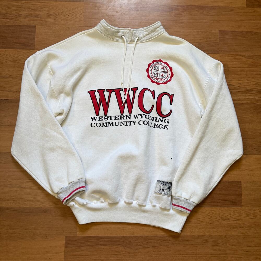 Vintage 90's WWCC Western Wyoming Community College White Pullover Sweatshirt XL